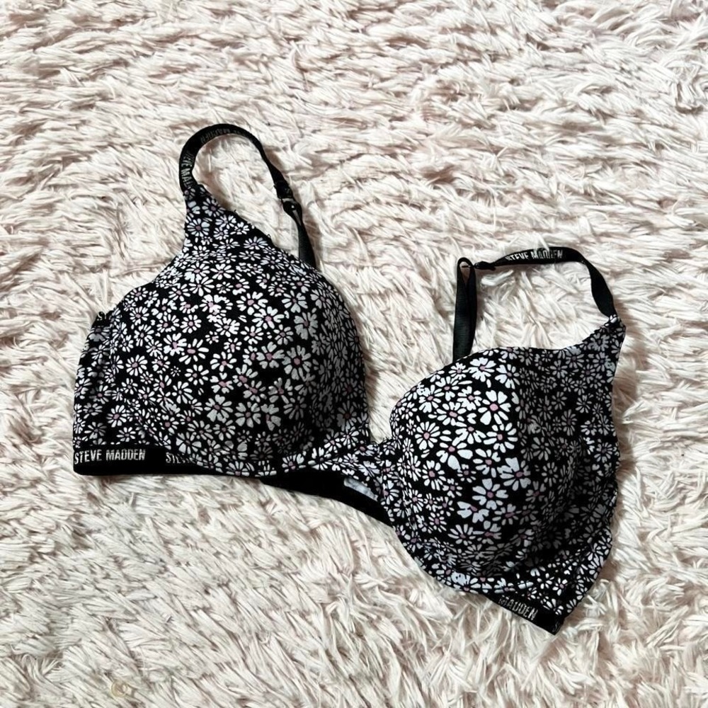 Steve Madden Floral Whimsical Preppy‎ Daisy Padded Bra Womens 36C Comfort Soft